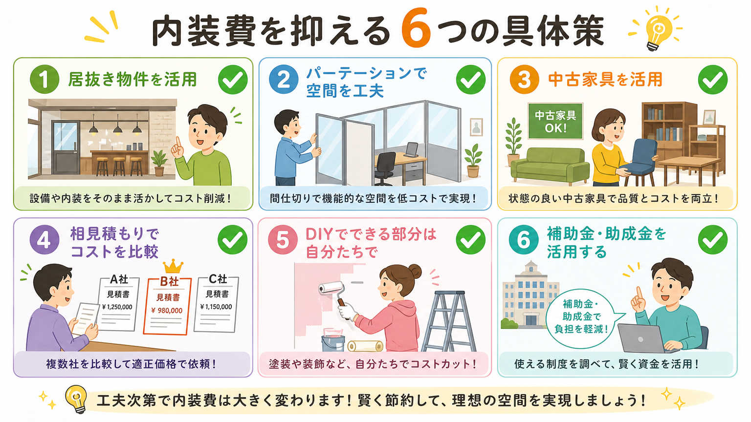 内装費を抑える具体的な方法【実践編】