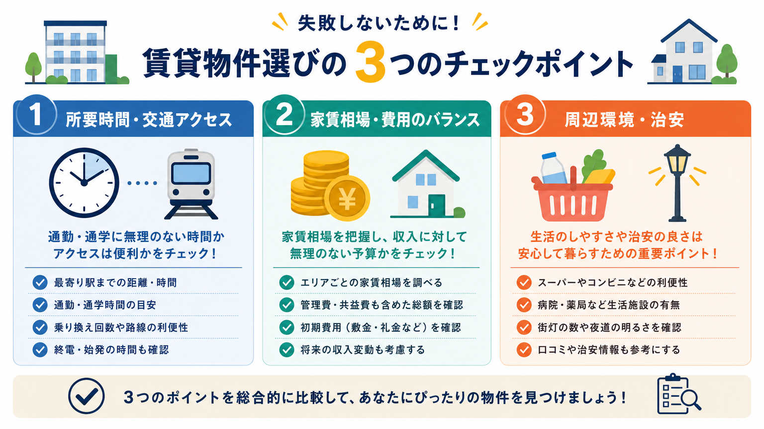 京阪沿線で賃貸物件を選ぶときのチェックポイント